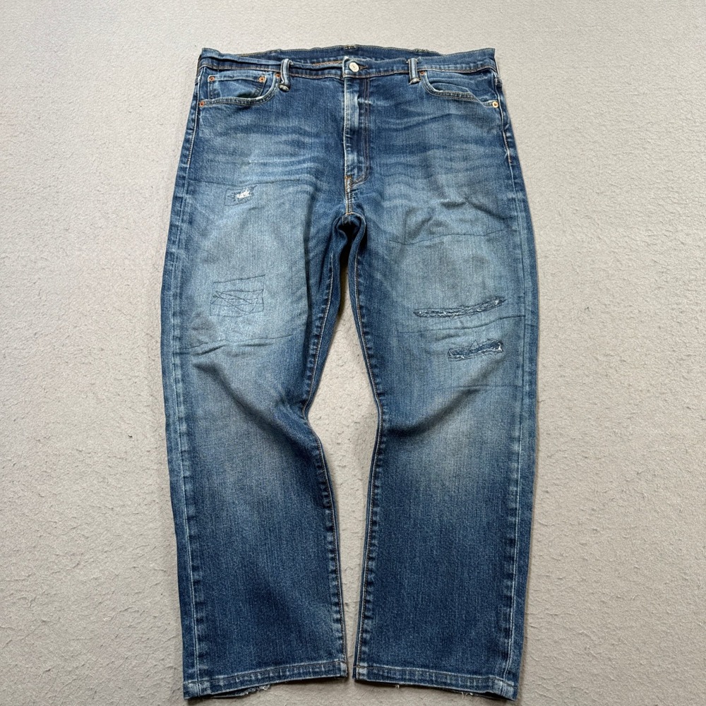 Levi's 513 Jeans Men's 38x32 Blue Slim Straight High Rise Distressed Medium Wash